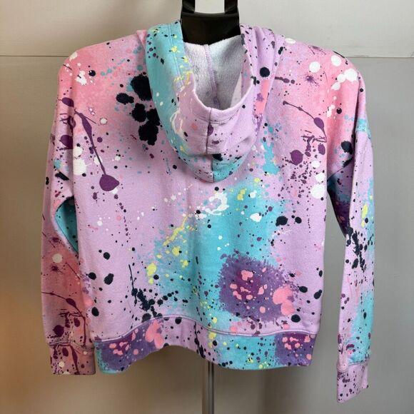 Justice Girls Paint Splatter Hoodie Multicolored Pullover Sweatshirt Sz L - Picture 2 of 12